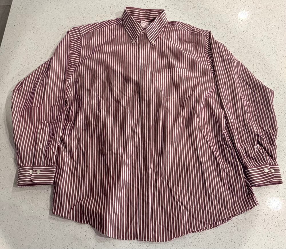 Brooks Brothers Madison Relaxed-Fit Sport Shirt Stretch COOLMAX Stripe Sz XL
